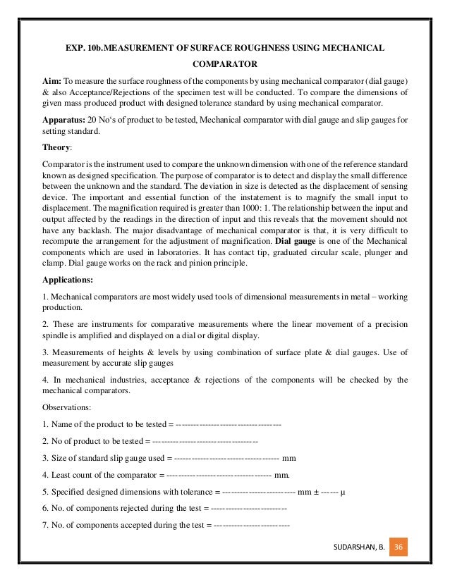 Mechanical Calibration Lab Manual