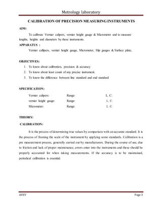 Metrology lab manual for marine engineering | DOCX