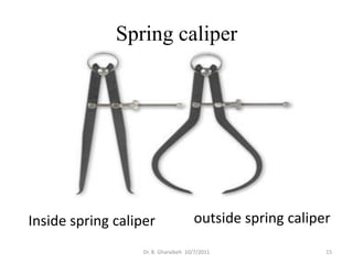 Spring caliper




Inside spring caliper                 outside spring caliper
                   Dr. B. Gharaibeh 10/7/2011              15
 