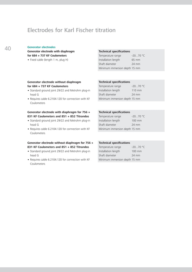 Metrosensor electrodes from Metrohm PDF