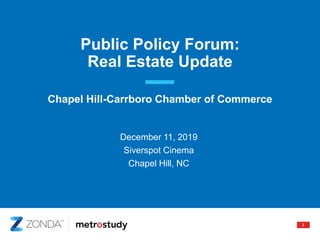 Public Policy Forum:
Real Estate Update
Chapel Hill-Carrboro Chamber of Commerce
December 11, 2019
Siverspot Cinema
Chapel Hill, NC
1
 