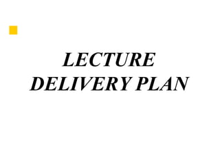 LECTURE
DELIVERY PLAN
 