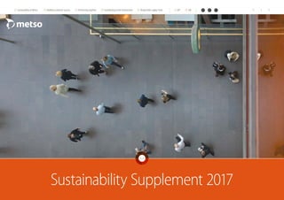 Sustainability Supplement 2017
Sustainability at Metso Building customer success Performing together Contributing to the environment Responsible supply chain 1KPI GRI
 