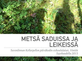 METSÄ SADUISSA JA
LEIKEISSÄ
Savonlinnan Kellarpellon päiväkodin esikoululaiset, Vintiöt
Syyskaudella 2015
 
