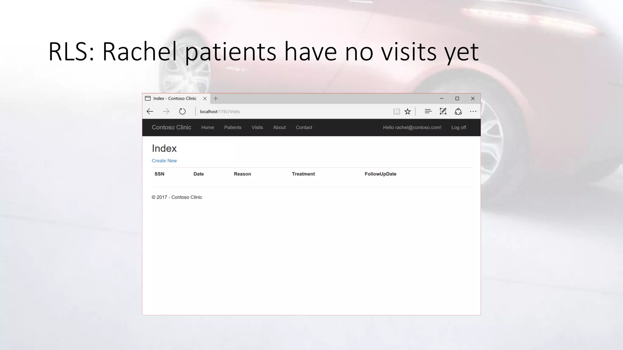 RLS: Rachel patients have no visits yet
 