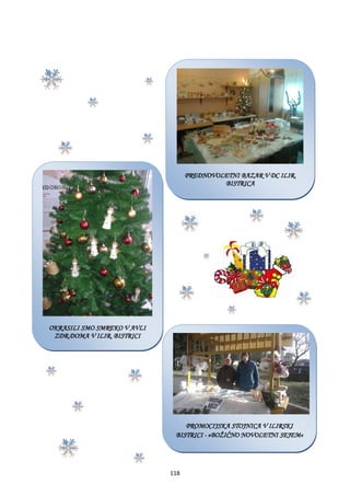 118
OKRASILI SMO SMREKO V AVLI
ZDR.DOMA V ILIR. BISTRICI
PREDNOVOLETNI BAZAR V DC ILIR.
BISTRICA
PROMOCIJSKA STOJNICA V ILIRSKI
BISTRICI - »BOŽIČNO NOVOLETNI SEJEM«
 