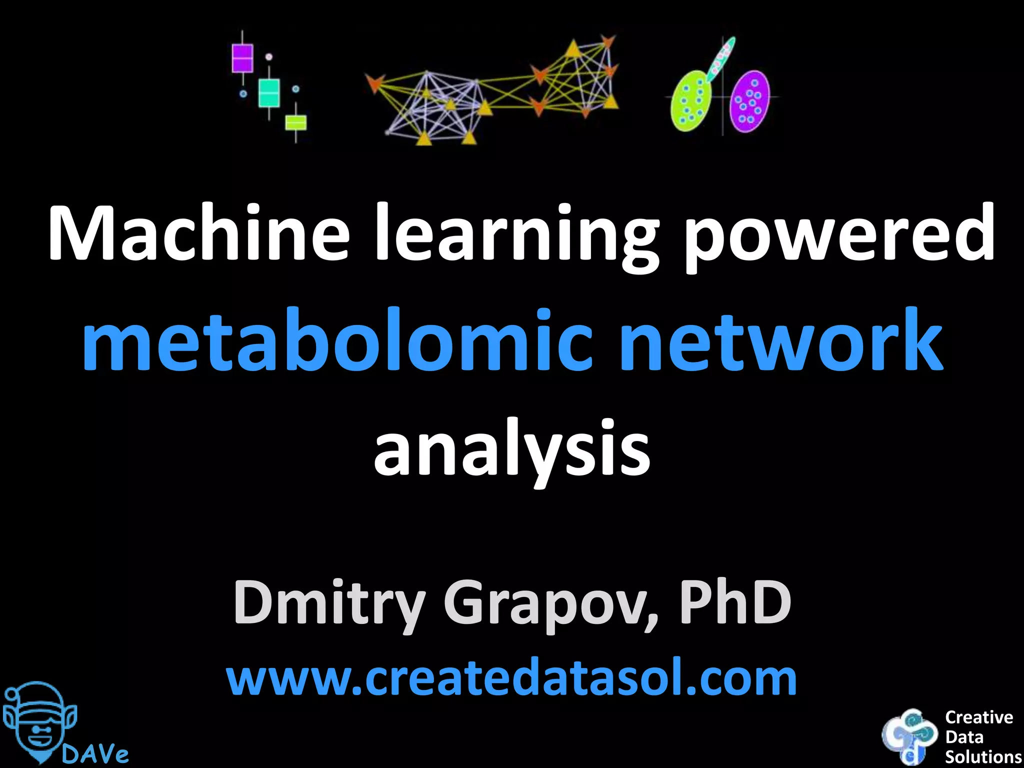Creative
Data
Solutions
Machine learning powered
metabolomic network
analysis
Dmitry Grapov, PhD
www.createdatasol.com
DAVe
 