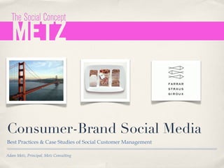 Consumer-Brand Social Media  ,[object Object],Adam Metz, Principal, Metz Consulting 