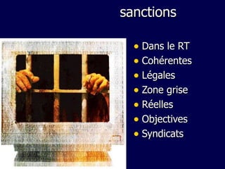 sanctions Dans le RT Cohérentes Légales Zone grise Réelles Objectives Syndicats  