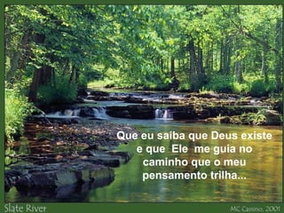 Que eu saiba que Deus existe
e que Ele me guia no
caminho que o meu
pensamento trilha...
 