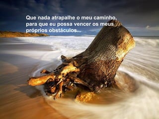 Que nada atrapalhe o meu caminho,
para que eu possa vencer os meus
próprios obstáculos...
 