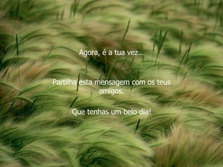 Agora, é a tua vez… Partilha esta mensagem com os teus amigos. Que tenhas um belo dia! 