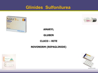 Glinides Sulfonilurea
AMARYL
GLUBEN
CLUCO – RITE
NOVONORM (REPAGLINIDE)
 