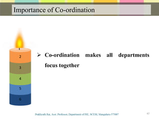 Importance of Co-ordination
Communication
47
6
5
4
3
2  Co-ordination makes all departments
focus together
 