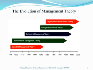 The Evolution of Management Theory
Prakhyath Rai, Asst. Professor, Department of ISE, SCEM, Mangaluru-575007 44
 