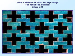Porém o SENHOR lhe disse: Paz seja contigo!
         Não temas! Não morrerás!
               Juízes 6:23
 
