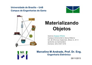 Universidade de Brasília – UnB
Campus de Engenharias do Gama

Materializando
Objetos

Marcelino M Andrade, Prof. Dr. Eng.
Engenharia Eletrônica
26/11/2013
23/10/2013

 