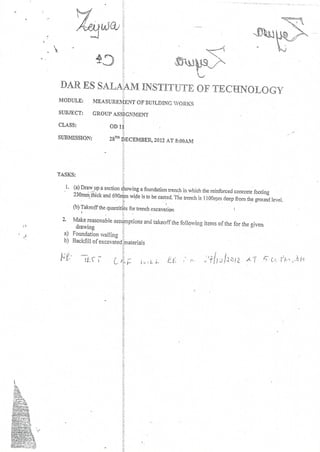 measurement past paper second year