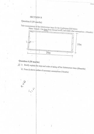 measurement past paper second year