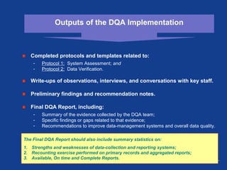 Dqa MEASURE Evaluation Data Quality Assessment Methodology and Tools | PPT