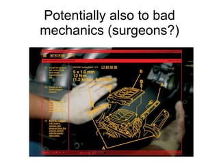 Potentially also to bad mechanics (surgeons?) 