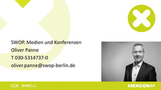 SWOP. Medien und Konferenzen
Oliver Panne
T 030-5314737-0
oliver.panne@swop-berlin.de
 