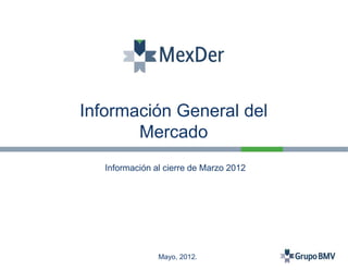 Información General del
Mercado
Información al cierre de Marzo 2012
Mayo, 2012.
 