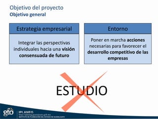 Objetivo del proyectoObjetivo generalReforzar la competitividad de las empresas del sector frutas y hortalizasen Guanajuato