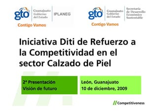 Iniciativa Diti de Refuerzo a
la Competitividad en el
sector Calzado de Piel
2ª Presentación    León, Guanajuato
Visión de futuro   10 de diciembre, 2009
 