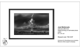 José Maldonado
Intenssa afternoon
Digital printing on laminated photo
paper
61 x 91 cm
Reward cost: 700 CHF
Exclusive for #mexibeaucoup emerging
Mexican artists support campaign.
 