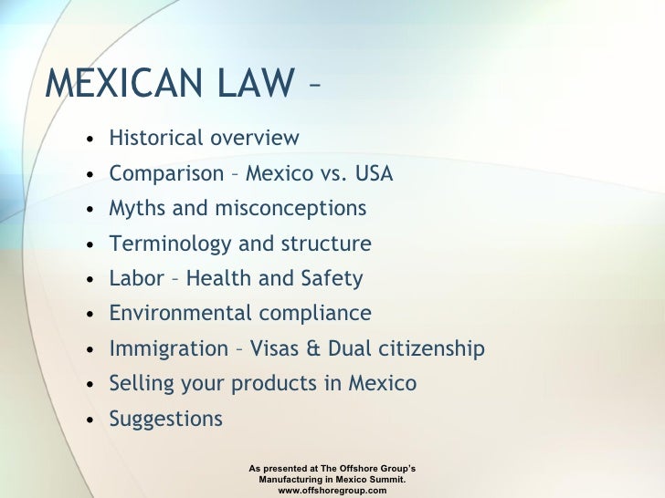 Mexican Law at The Offshore Group's Manufacturing Summit