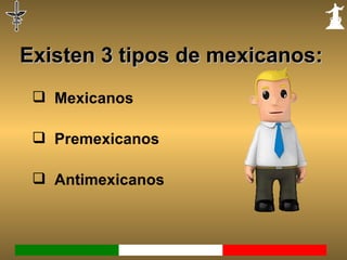 Existen 3 tipos de mexicanos:Existen 3 tipos de mexicanos:
 Mexicanos
 Premexicanos
 Antimexicanos
 