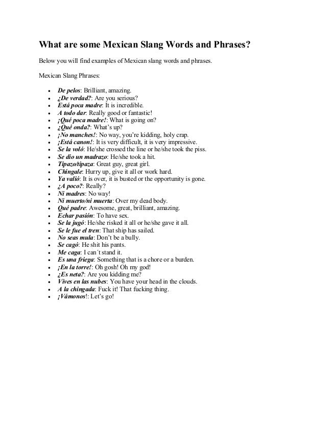 Mexican Slang Terms