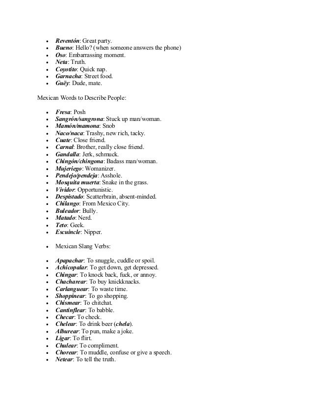 Mexican Slang Terms