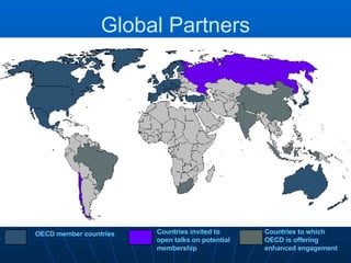 Global Partners OECD member countries Countries invited to open talks on potential membership  Countries to which  OECD is offering  enhanced engagement  