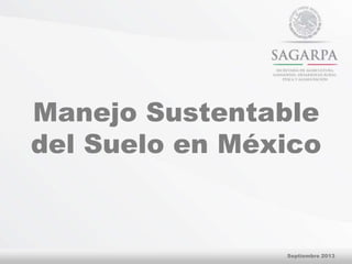Manejo Sustentable
del Suelo en México
Septiembre 2013
 