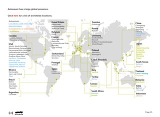 Autoneum has a large global presence.
Click here for a list of worldwide locations.
Page 25
 