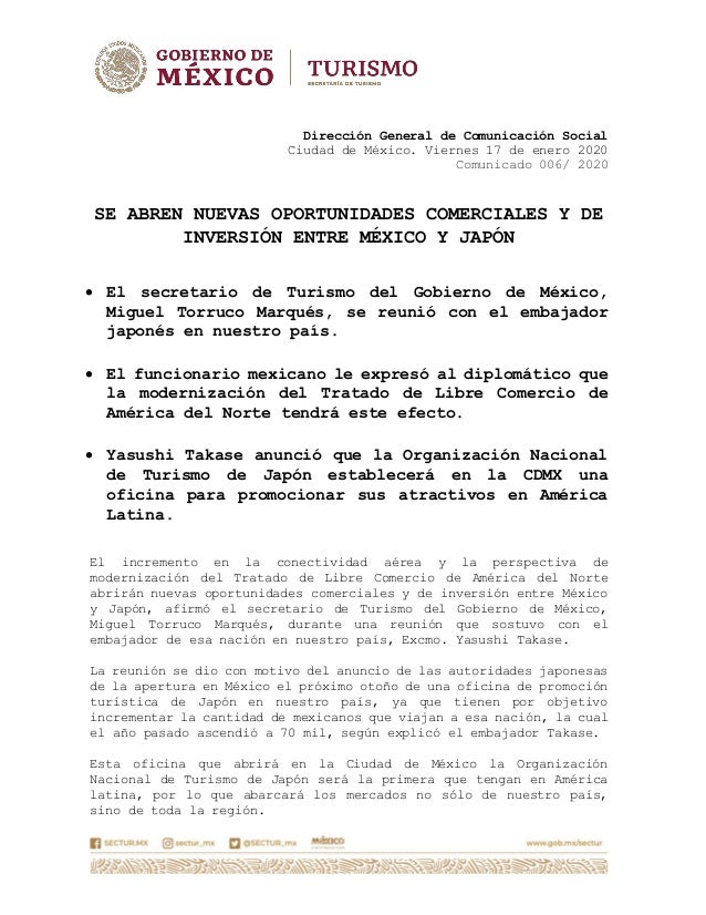 Dirección General de Comunicación Social
Ciudad de México. Viernes 17 de enero 2020
Comunicado 006/ 2020
SE ABREN NUEVAS O...