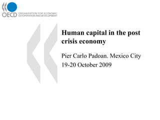 Human capital in the post crisis economy Pier Carlo Padoan. Mexico City 19-20 October 2009 