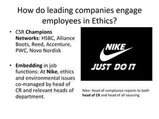 CSR trends, strategy, ethics and the business case  Slide 25
