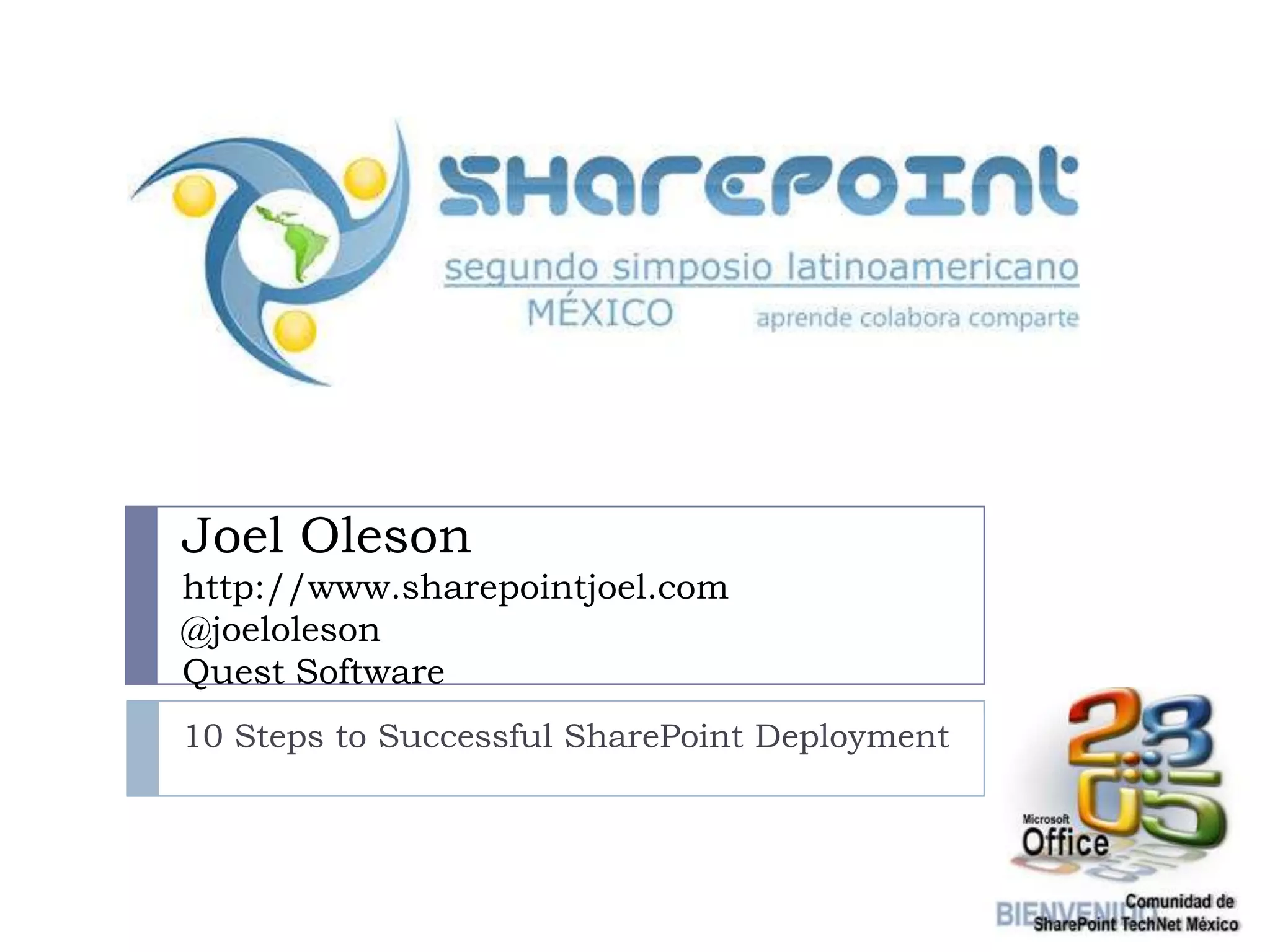 Segundo Semario de SharePoint en Mexico por Joel Oleson