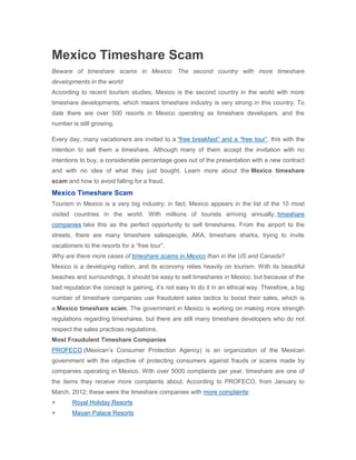 Mexico timeshare scam | DOCX