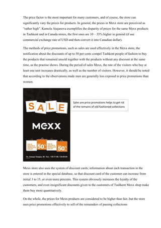 Mexx - 4P marketing mix in Uzbekistan | PDF