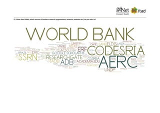 21. Other than GDNet, which sources of Southern research (organisations, networks, websites etc.) do you refer to?
 