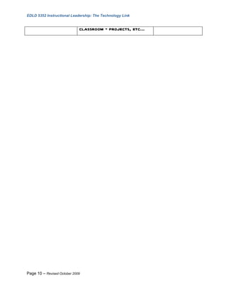 EDLD 5352 Instructional Leadership: The Technology Link


                             classroom – projects, etc…




Page 10 – Revised October 2009
 