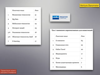 Venture Barometer 
Презентацию можно 
смотреть в телефоне 
 