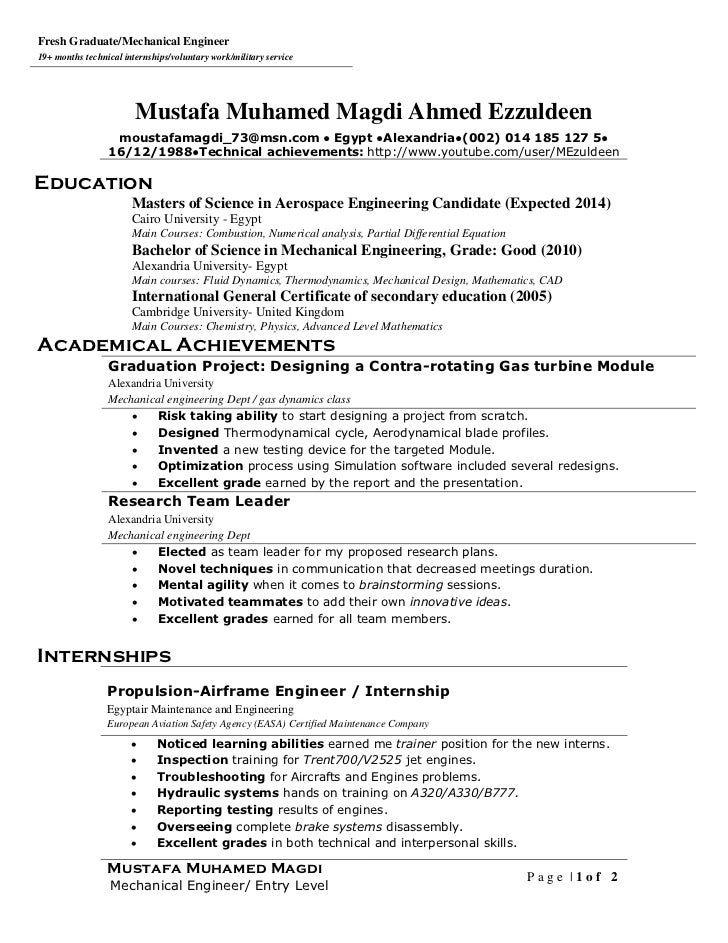 Mechanical engineering phd resume