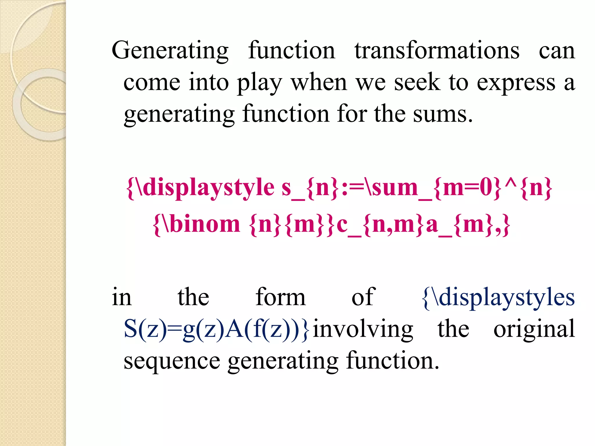 Generating functions | PPTX