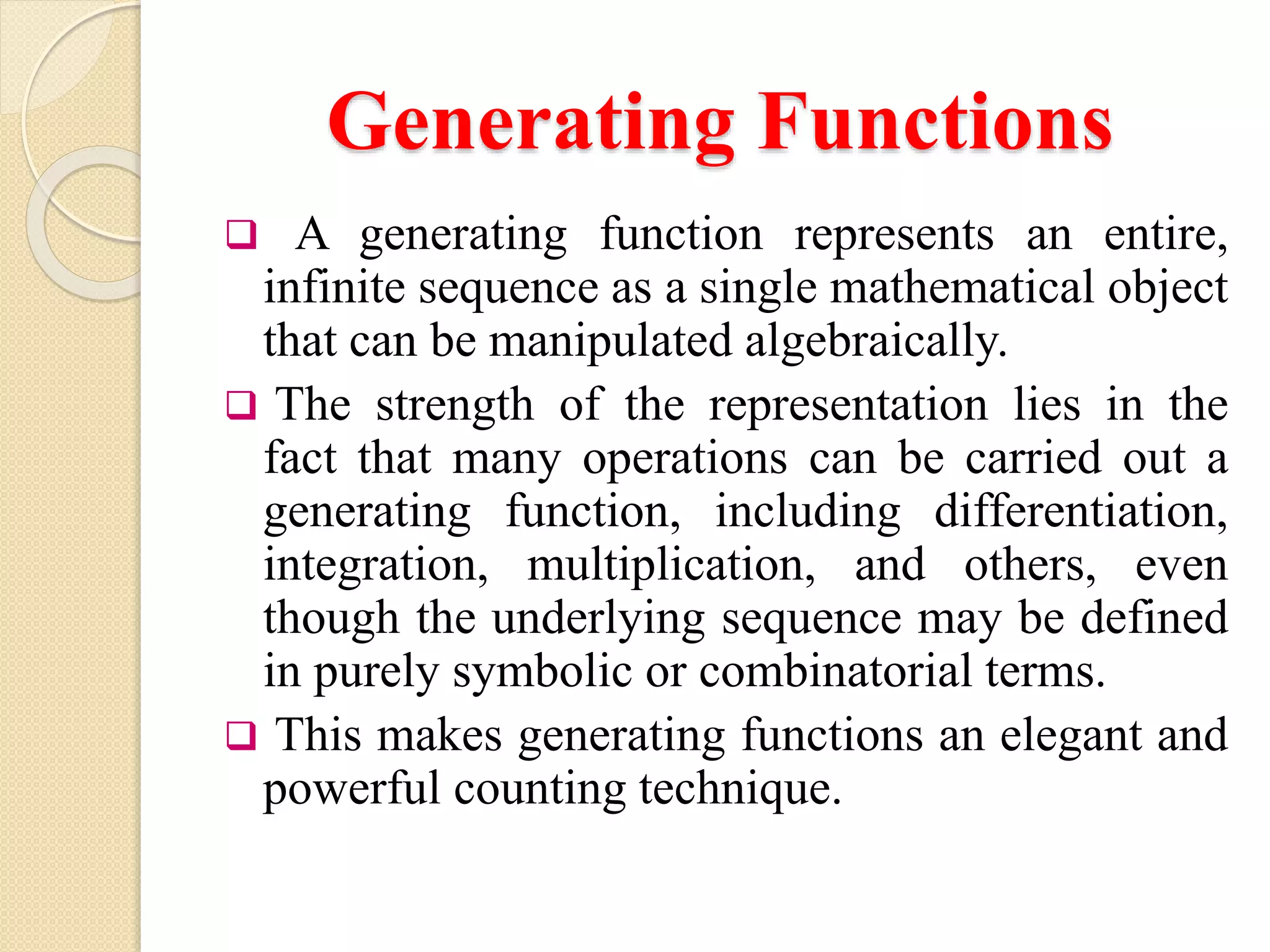 Generating functions | PPTX