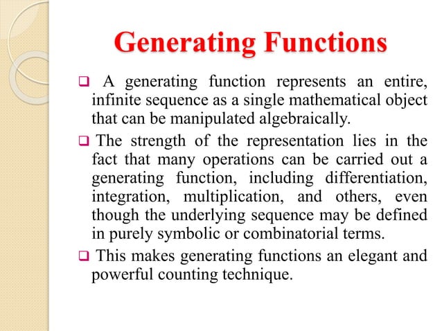 Generating functions | PPT